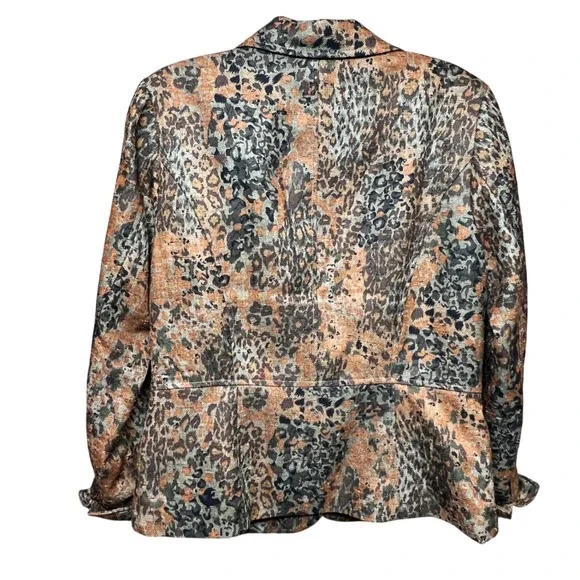 Coldwater Creek Animal Print Blazer Jacket Womens Size 10 Brown Orange - Picture 2 of 9